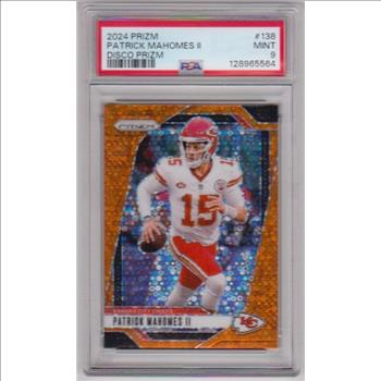 Graded PSA Mint 9 - Patrick Mahomes 2024 Panini Prizm Disco Prizm #138 Parallel Card