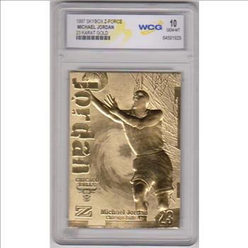 Graded Gem Mint 10 - Michael Jordan 1997 Skybox Z-Force 23 Kt Gold Card