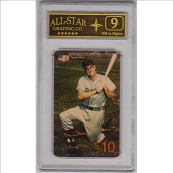Graded 9 - Duke Snider 1994 Amerivox $10 Phone Card