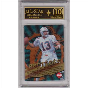 Graded 10 - Dan Marino/Drew Bledsoe 1996 Edge Proteges #7 Insert Card (Only 1500 Exist)