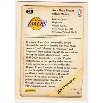 Kobe Bryant 2012 Panini Anthology #36 Card