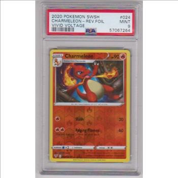 Graded PSA Mint 9 - Charmeleon 2020 Pokemon Vivid Voltage REVERSE HOLO #024/185 Card