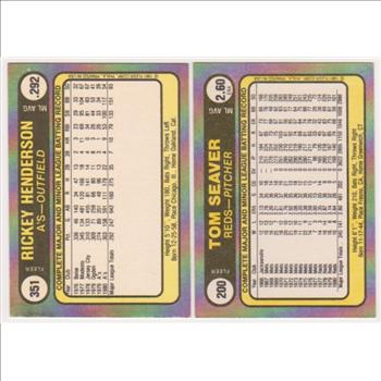 1981 Fleer Rickey Henderson #351 + Tom Seaver #200 Card Pair