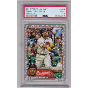Graded PSA Mint 9 - Ronald Acuna, Jr. 2023 Topps Holiday Metallic #H43 Card