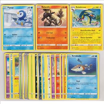 25 Different Pokemon Trading Cards w/ Piplup + More