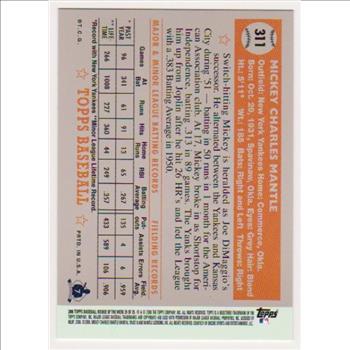 Mickey Mantle 1952 Topps #311 Rookie Commemorative Card - 2006 Topps #25 Rookie Of The Week Card