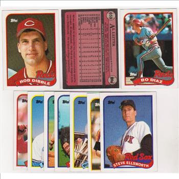 ERROR LOT - 10 Different 1989 Topps Baseball Wrong Back Errors - Rob Dibble Rookie & More