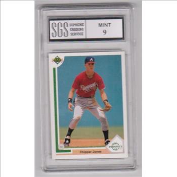 Graded Mint 9 - Chipper Jones 1991 Upper Deck #55 Rookie Card