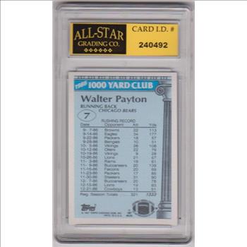 Graded 9 - Walter Payton 1987 Topps 1000 Yard Club #7 Card