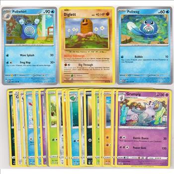 25 Different Pokemon Trading Cards w/ Poliwhirl + More