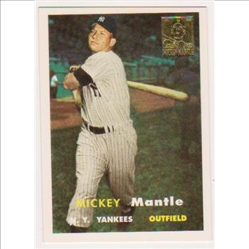 Mickey Mantle 1957 Topps #95 Commemorative Card - 1996 Topps #7 of 19 Insert Card