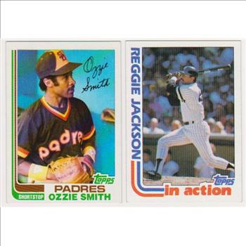 1982 Topps Ozzie Smith #95 + Reggie Jackson #301 Card Pair - HOF'ers