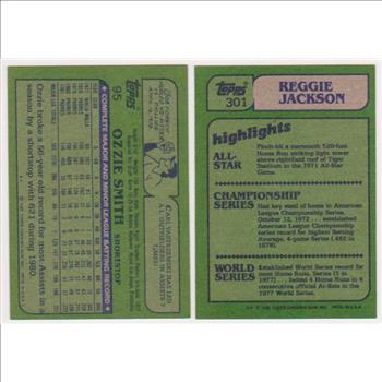 1982 Topps Ozzie Smith #95 + Reggie Jackson #301 Card Pair - HOF'ers