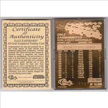 1994-95 Bleachers Dale Earnhardt 23 kt Gold Card w/ COA