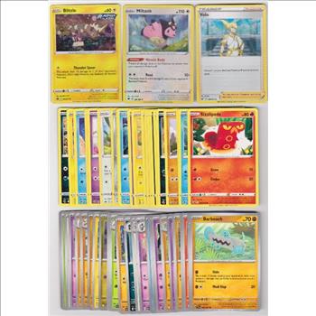 50 Different Pokemon Trading Cards w/ 3 HOLOS + More