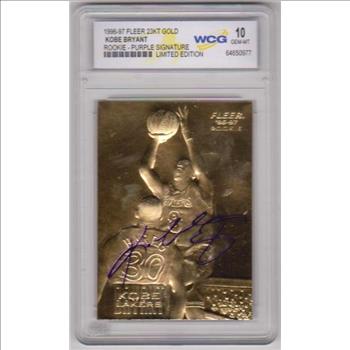 Rookie Graded Gem Mint 10 - Kobe Bryant 1996-97 Fleer w/ Purple Signature 23 Kt Gold Card