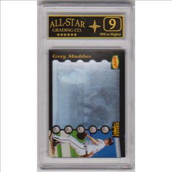 Graded 9 - Greg Maddux 1996 Pinnacle Denny's Hologram #1 Card