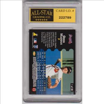 Graded 9 - Greg Maddux 1996 Pinnacle Denny's Hologram #1 Card
