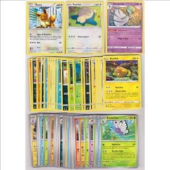 50 Different Pokemon Trading Cards w/ Eevee + More