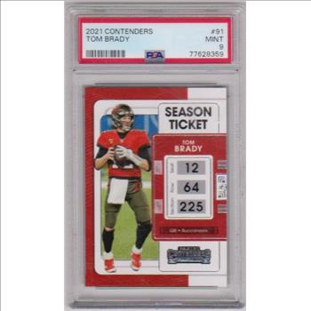 Graded PSA Mint 9 - Tom Brady 2021 Panini Contenders #91 Card