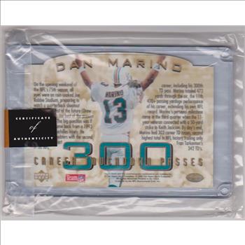 1994 Upper Deck Authenticated Dan Marino 300 Touchdown Passes 3.5x5 C-Card