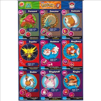 1999 Pokemon Master Trainer Collector Set 9 Card Uncut Sheet #6