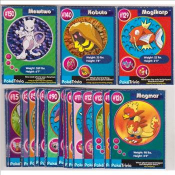 20 Different 1999 Pokemon Master Trainer Cards From Burger King Set w/ Mewtwo + More
