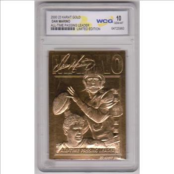 Graded Gem Mint 10 - Dan Marino 2000 23 Kt Gold Card