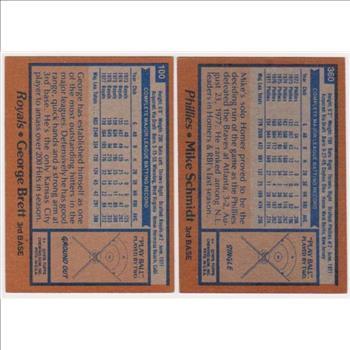 1978 Topps George Brett #100 + Mike Schmidt #360 Card Pair