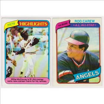 1980 Topps Willie McCovey #2 + Rod Carew #700 Card Pair
