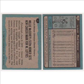 1980 Topps Willie McCovey #2 + Rod Carew #700 Card Pair