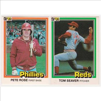 1981 Donruss Pete Rose #131 + Tom Seaver #425 Card Pair