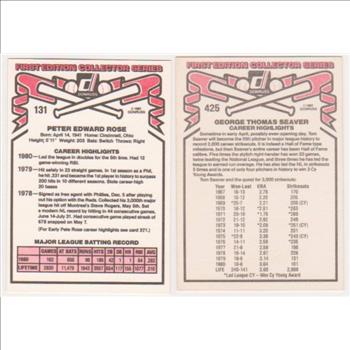 1981 Donruss Pete Rose #131 + Tom Seaver #425 Card Pair