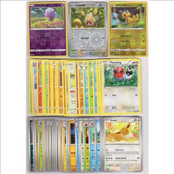 50 Different Pokemon Trading Cards w/ 3 REVERSE HOLOS + More