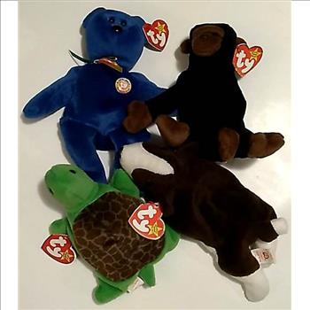 4 Different Ty Beanie Babies - 1993-1998 - w/ Clubby The Bear + More