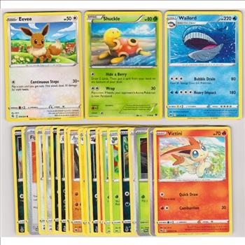 25 Different Pokemon Trading Cards w/ Eevee + More
