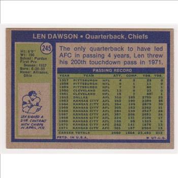 1972 Topps Len Dawson #245 Card - HOF'er