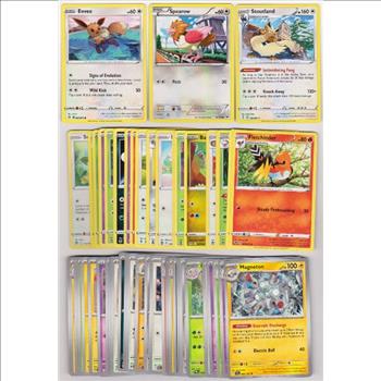 50 Different Pokemon Trading Cards w/ Eevee + More