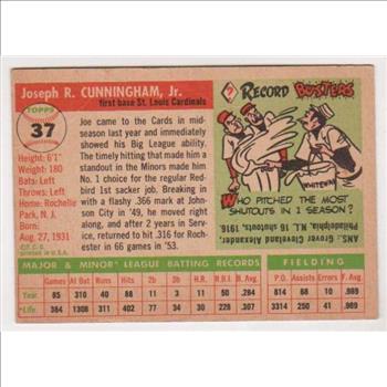1955 Topps Joe Cunningham #37 Card