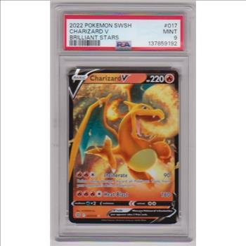 Graded PSA Mint 9 - Charizard V 2022 Pokemon Sword & Shield Brilliant Stars #017/172 Card
