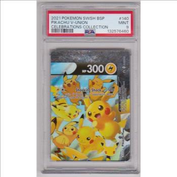 Graded PSA Mint 9 - Pikachu V-Union 2021 Pokemon SW&SH Black Star Promo #SWSH140 Card