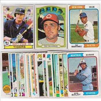 25 Different 1970's Topps Baseball Cards (1972-1979) w/ Rusty Staub + More