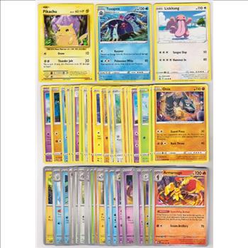 50 Different Pokemon Trading Cards w/ Pikachu + More