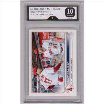 Graded Sigma Gem Mint 10 - Shohei Ohtani/Mike Trout 2022 Topps Update MVP Caliber #US115 Card