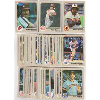 50 Different 1983 Fleer Baseball Cards w/ Mike Schmidt, Tom Seaver + More