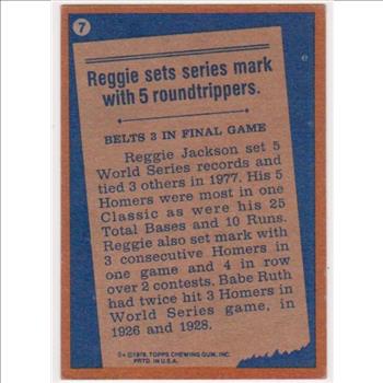 1978 Topps Reggie Jackson #7 Card - HOF'er