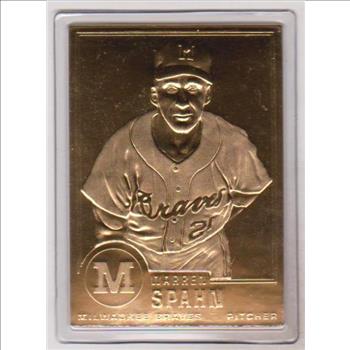 22 kt Gold - Warren Spahn 1999 Danbury Mint Gold Card - HOF'er