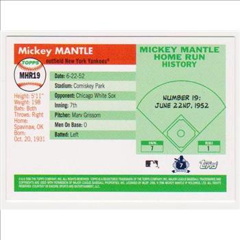 Mickey Mantle '55 Topps Style HR #19 2006 Topps #MHR19 Insert Card