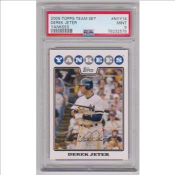 Graded PSA Mint 9 - Derek Jeter 2008 Topps Team Set Yankees #NYY14 Card