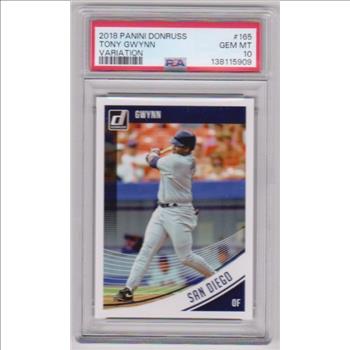 Graded PSA Gem Mint 10 - Tony Gwynn 2018 Donruss Variation #165 Card